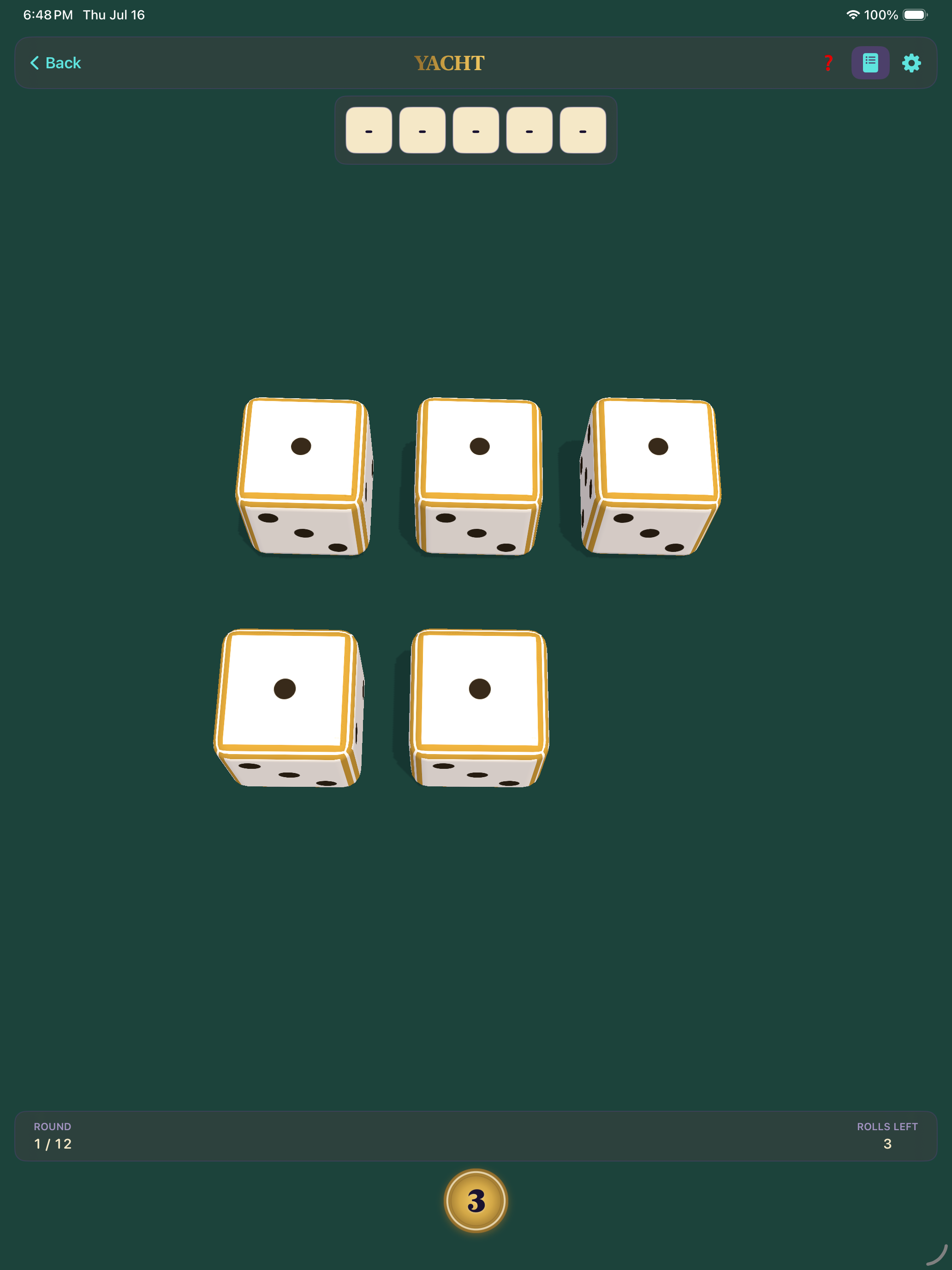 Yacht iOS gameplay screenshot