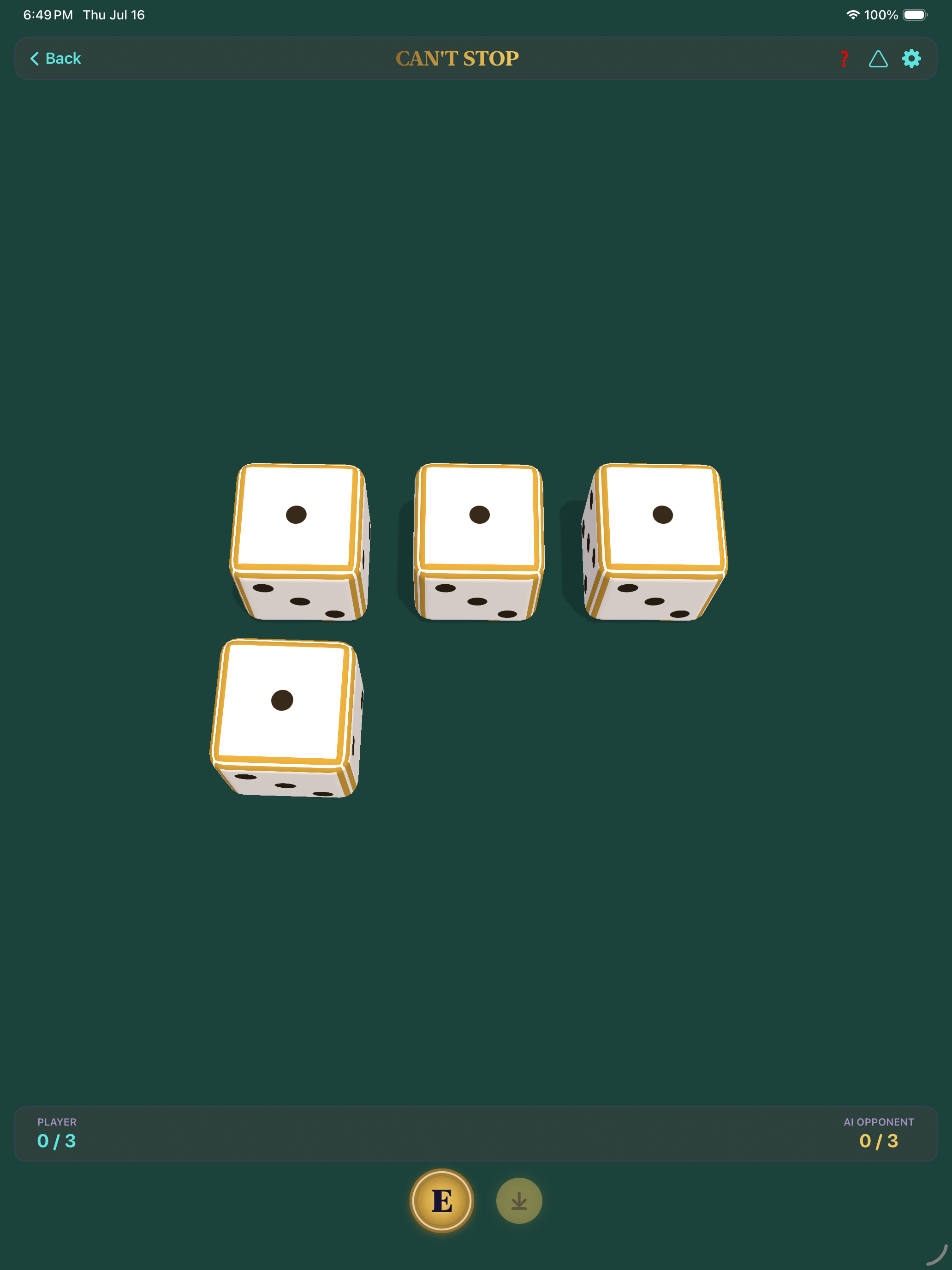 Can't Stop iOS gameplay screenshot
