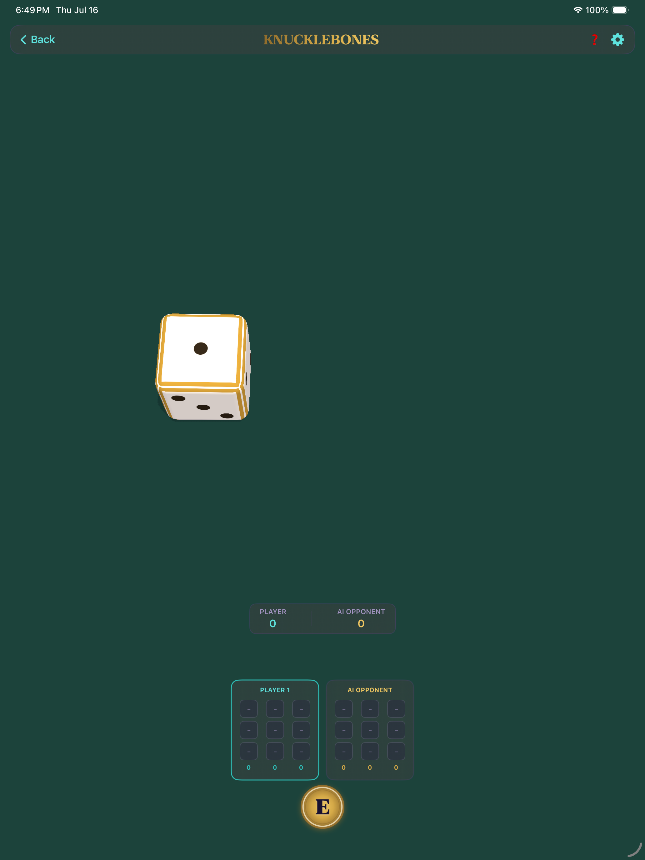 Knucklebones iOS gameplay screenshot